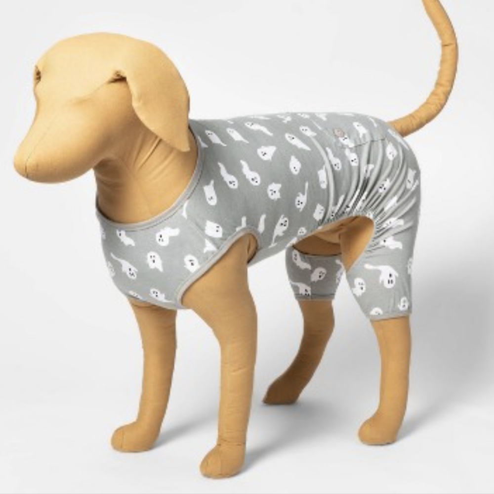 XXL Gray Ghosts Boo Spirit Pet Pajamas Cotton Halloween Dog Pajamas